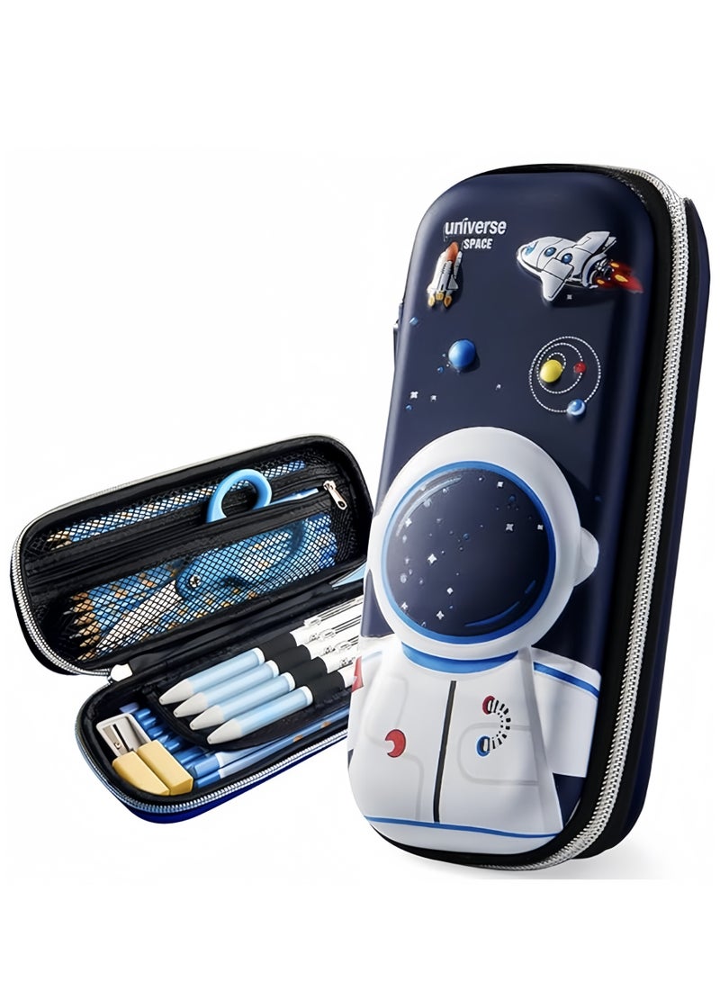 3D Cartoon Pencil Case,Astronaut Zipper Storage Pouch Pen Holder, Ziplock Bag, Stationery Box Organizer with Compartment for Kids,Large Capacity Waterproof Pencil Box for Children Boys Girls School Supplies - Image 1