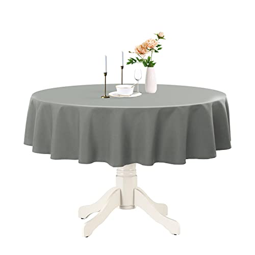 Romanstile Round Waterproof Tablecloth Stain Resistant Washable Table Cloths Wrinkle Free Polyester Table Covers for Kitchen Dining Party Wedding Indoor and Outdoor  Light Grey 70 Inch