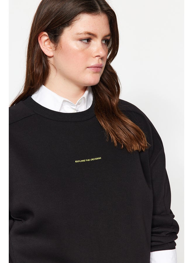 trendyol Black Fleece Embroidery Detail Knitted Sweatshirt TBBAW24AO00022 - Image 3