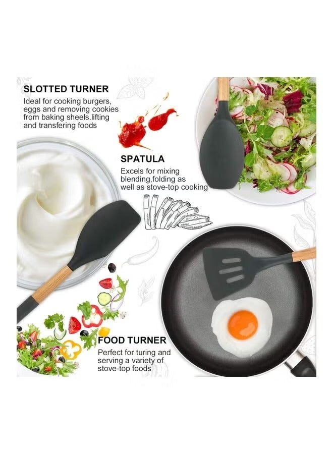 ELTRAZONE 12-Piece Non-Stick Silicone Cooking Utensils Set Multicolour 12.5x12.5x33cm Premium Heat-Resistant, Non-Scratch, Easy-to-Clean Kitchen Tools, Perfect for Stirring Serving and Cooking - Image 5