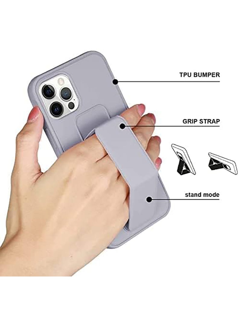 Case Up Compatible with Apple iPhone 13 Pro Max Case with Magnetic Stand & Holder, Premium Silicone Finger Grip Strap Holder Case Car Mount Kickstand Cover- Grey - Image 4