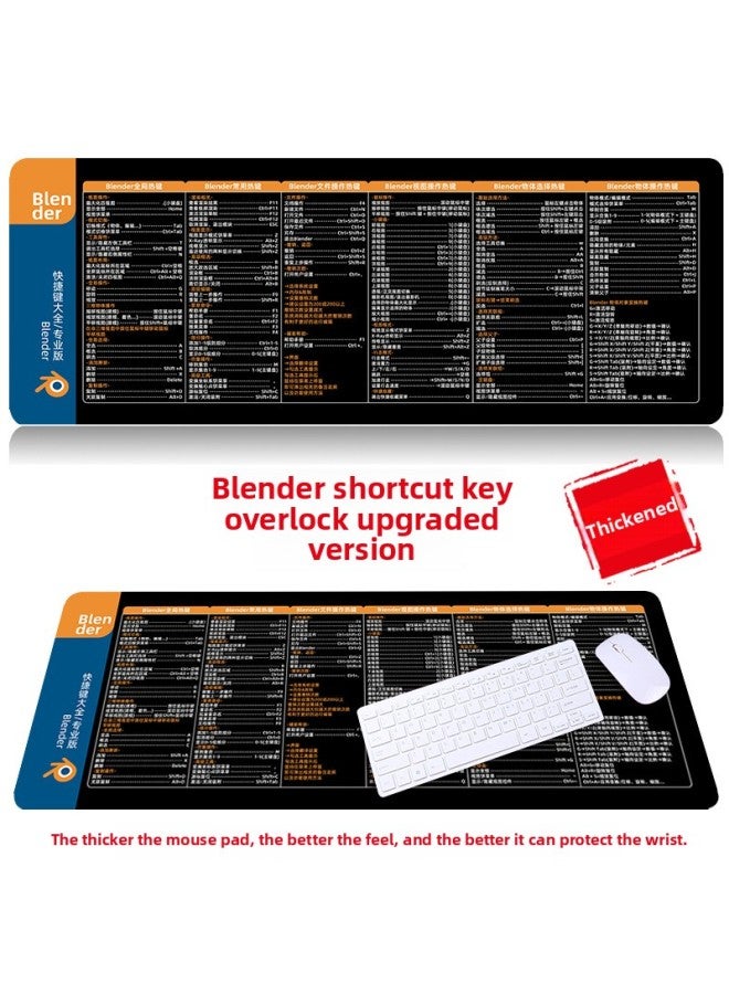 [IDEA Shortcut] Oversized WPS + CAD Mouse Pad Maya Office Computer Pad Blender Keyboard Pad-Color:900*400*4mm-Pattern:blender Shortcut Keys  - Image 1