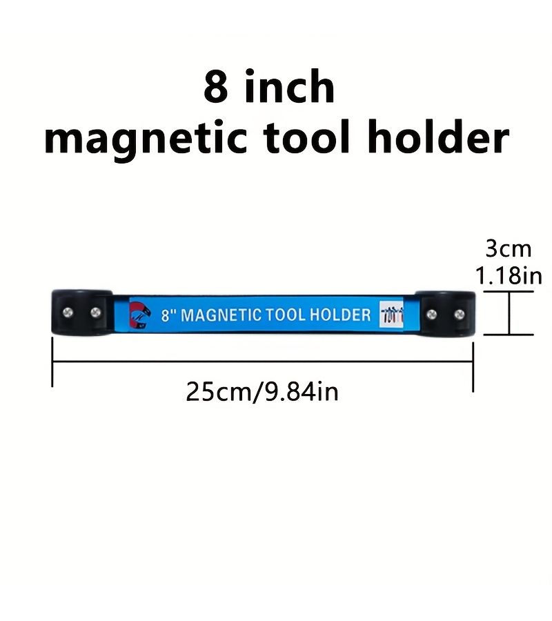 Heavy Duty Magnetic Tool Rack 8 Inch Wall Mounted Organizer For Wrenches Screwdrivers Pliers Drill Bits Hardware Efficient Storage Solution For Workshop Kitchen Home Garage - Image 3