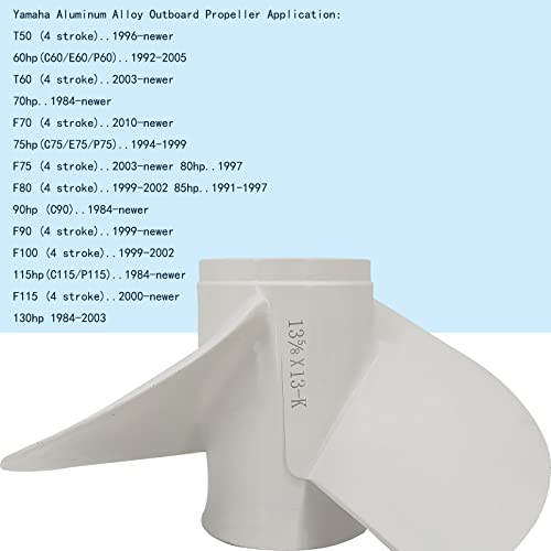 DLNIG 13 5/8x13-K Boat Moto Aluminum Propeller - for Yamaha Outboard Engines 50HP 60HP 70HP 80HP 90HP 100HP 110HP 120HP 130HP Replace 6E5-45949-00-EL,15 Spline Tooth - Aluminum Outboard Propeller - Image 5
