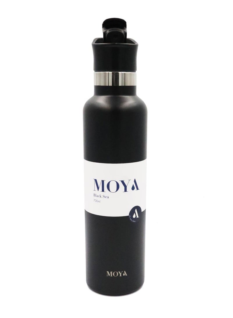 Moya "Black Sea"  700ml Insulated Sustainable Water Bottle Black Spout Lid - Image 2