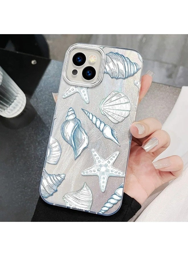 ShebSheb for iPhone 15 Case Beach and Undersea Theme Design,Trendy Cute Soft Slim Shockproof TPU Protective Phone Cases Cover for Women Girls Aesthetic Glitter - Image 1