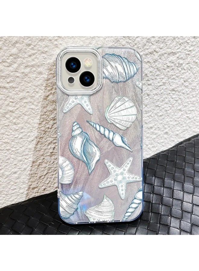 ShebSheb for iPhone 15 Case Beach and Undersea Theme Design,Trendy Cute Soft Slim Shockproof TPU Protective Phone Cases Cover for Women Girls Aesthetic Glitter - Image 3