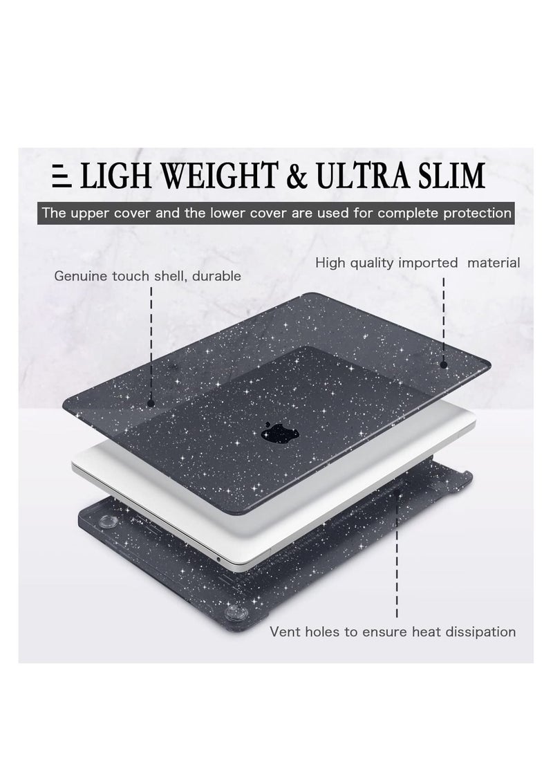 Generic 3 in 1 Glitter Case Compatible with MacBook Air 13.6 inch 2025 Release M4 Chip A3240 and 2024 Release M3 Chip A3113 and 2022 A2681 M2 Chip with Retina Display, Hard Shell Case + Keyboard Skin Cover + Screen Protector,Sparkly Black  - Image 2
