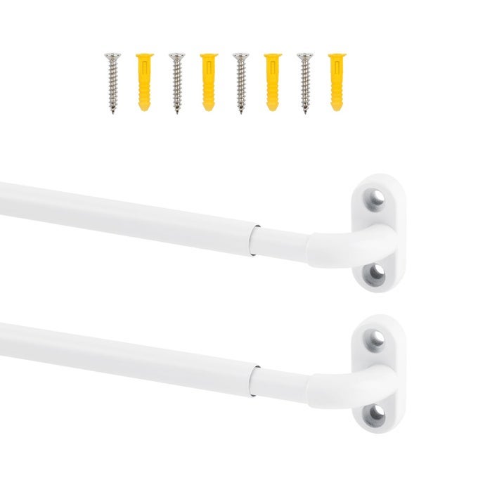 TYRON 2 PACK SCREWED SASH CURTAIN ROD ADJUSTABLE 1830 INCH 38 IN DIAMETER FRENCH DOOR CURTAIN RODS WHITE
