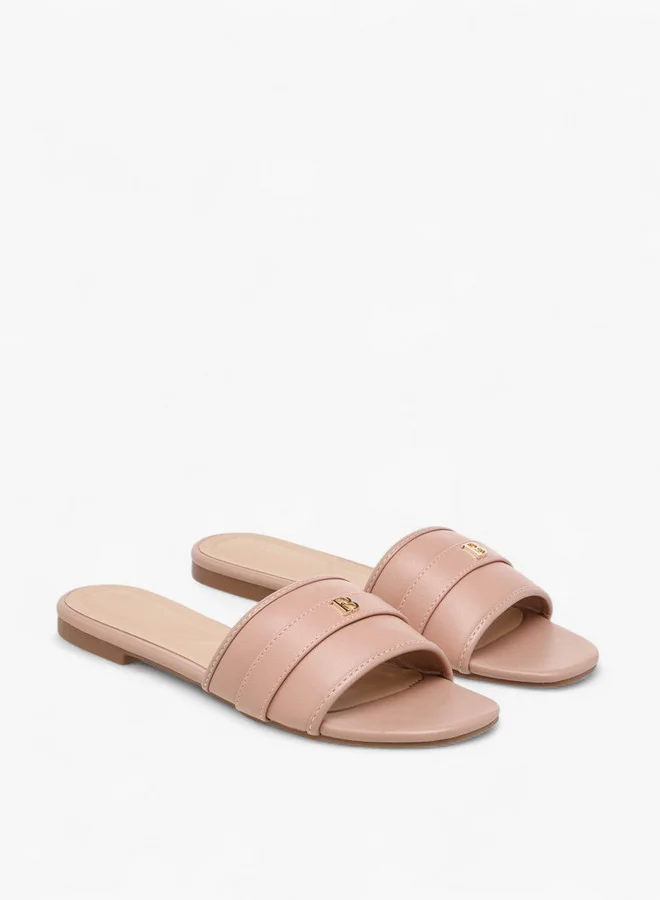 Flora Bella By Shoexpress Logo Accent Slip-On Flat Sandals