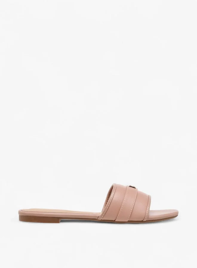 Flora Bella By Shoexpress Logo Accent Slip-On Flat Sandals