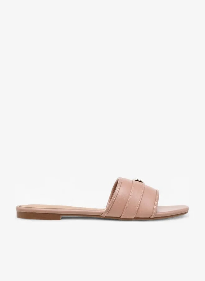 Flora Bella By Shoexpress Logo Accent Slip-On Flat Sandals