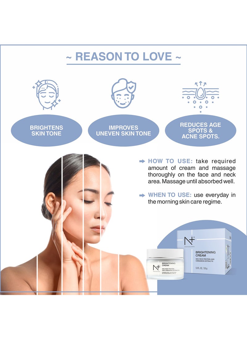 N+ Professional Brightening Cream, With Rice Protein and Cinnamon Extracts 50GM - Image 2