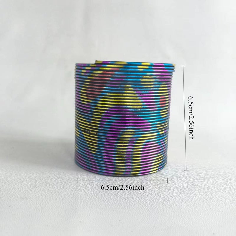 A Colorful Spring Toy 1pc With Golden Foil Art And Vibrant Laser Prints Safe Plastic Stackable Stretchable - Image 5