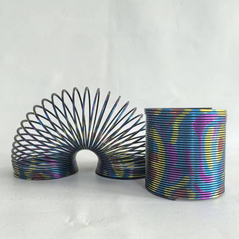 A Colorful Spring Toy 1pc With Golden Foil Art And Vibrant Laser Prints Safe Plastic Stackable Stretchable - Image 2