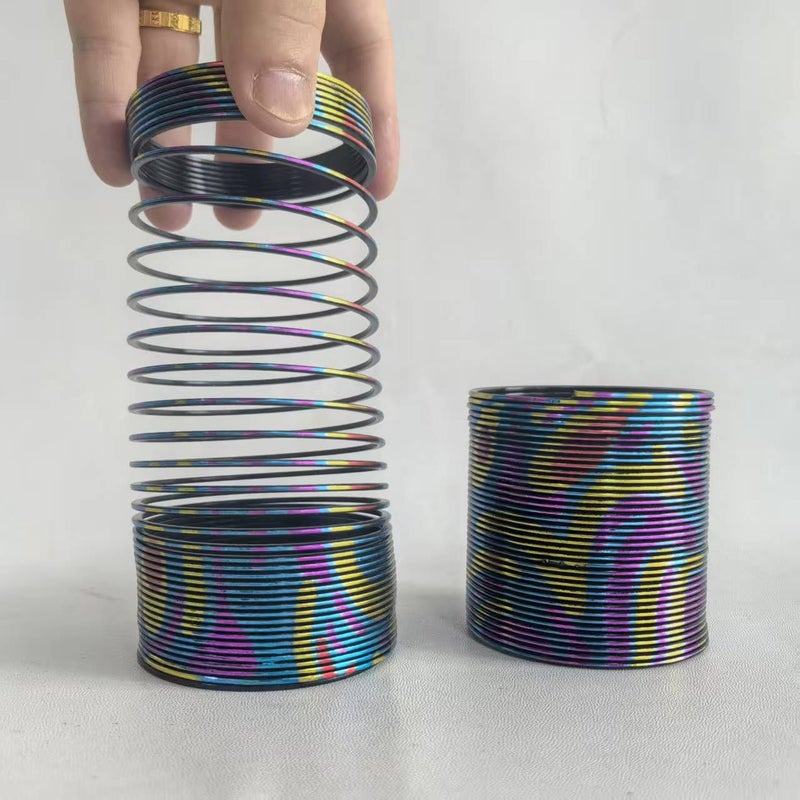 A Colorful Spring Toy 1pc With Golden Foil Art And Vibrant Laser Prints Safe Plastic Stackable Stretchable - Image 3
