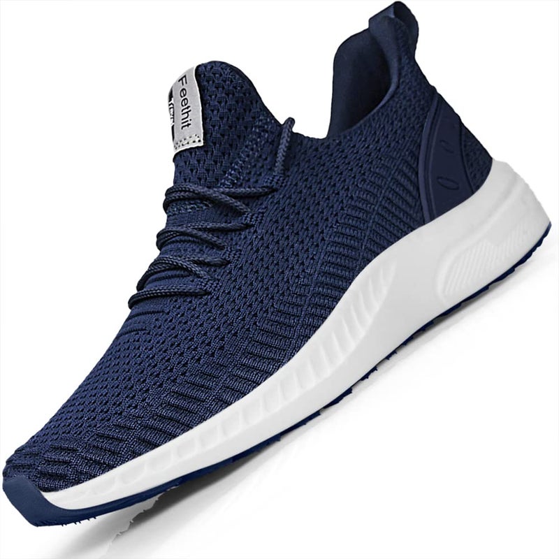 Feethit Mens Slip On Walking Shoes Blade Tennis Shoes Non Slip Running Shoes Lightweight Workout Shoes Breathable Mesh Fashion Sneakers Dark Blue Size 10 - Image 1