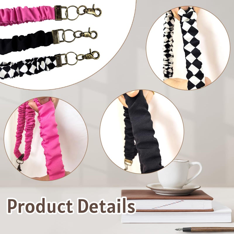 LOTADILO 3 Pack Scrunchie Lanyards for ID Card and Keys Scrunchy Cute Neck Keychain with Vertical Badge Holders and Clip Closure Retractable Stretchy Lanyards for Teacher, Nurse Cruise Ship, 3 Styles - Image 3
