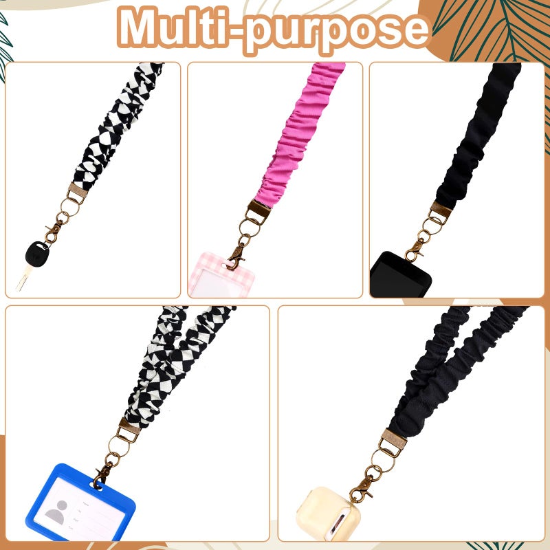 LOTADILO 3 Pack Scrunchie Lanyards for ID Card and Keys Scrunchy Cute Neck Keychain with Vertical Badge Holders and Clip Closure Retractable Stretchy Lanyards for Teacher, Nurse Cruise Ship, 3 Styles - Image 5