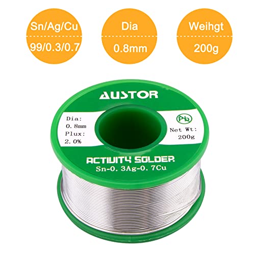 AUSTOR 0.8mm Lead Free Solder Wire with Rosin Core, 200g - Image 2