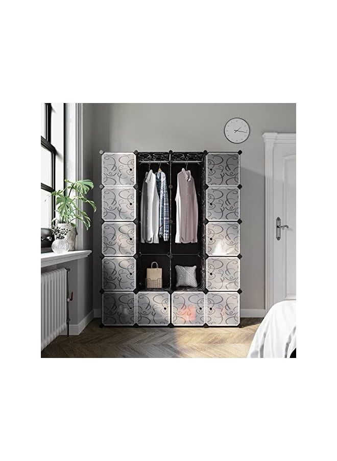 SONGMICS - Lpc30H Wardrobe With 2 Clothes Rails Modular Combination Cupboard Spacesaving Shelving System 143 X 36 X 178 Cm Black - Image 1