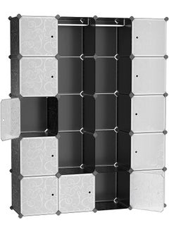 Lpc30H Wardrobe With 2 Clothes Rails Modular Combination Cupboard Spacesaving Shelving System 143 X 36 X 178 Cm Black