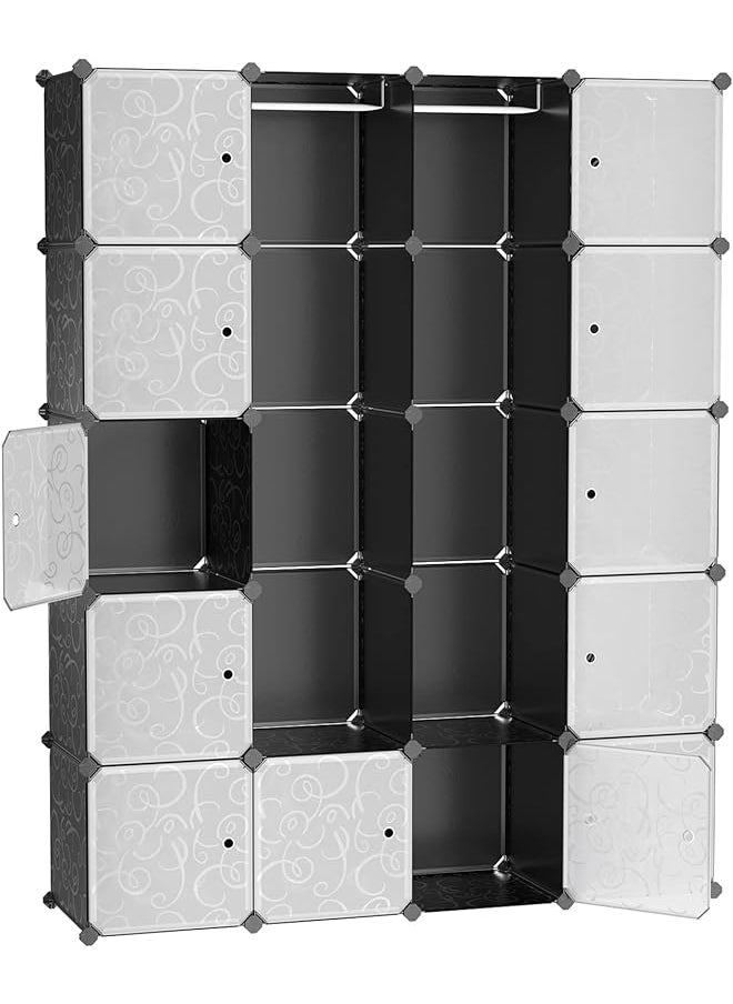 SONGMICS - Lpc30H Wardrobe With 2 Clothes Rails Modular Combination Cupboard Spacesaving Shelving System 143 X 36 X 178 Cm Black - Image 1