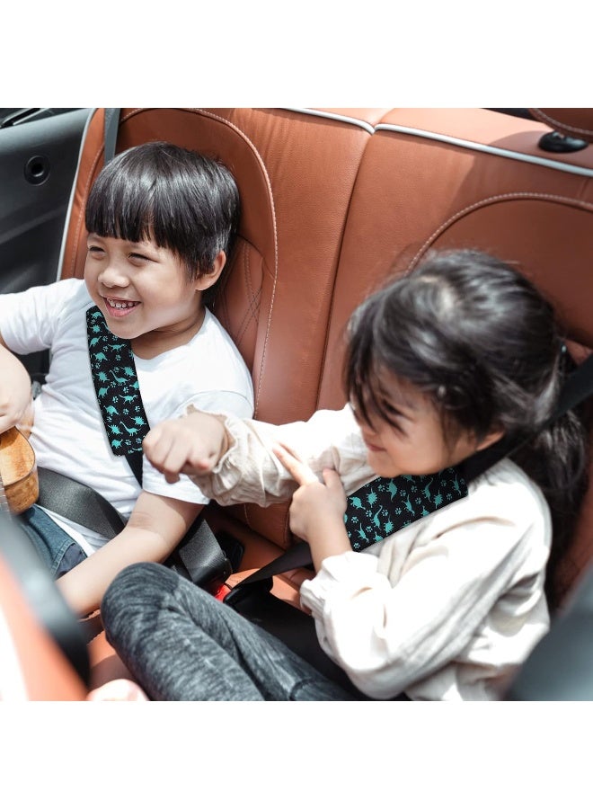 accmor وسائد كتف أحزمة مقاعد السيارة من أكمور للأطفال، أغطية حزام أمان ناعمة للأطفال، أغطية أحزمة مقاعد السيارة للفتيات والفتيان، نمط الديناصور - Image 5