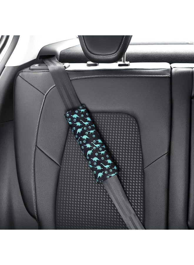 accmor وسائد كتف أحزمة مقاعد السيارة من أكمور للأطفال، أغطية حزام أمان ناعمة للأطفال، أغطية أحزمة مقاعد السيارة للفتيات والفتيان، نمط الديناصور - Image 4