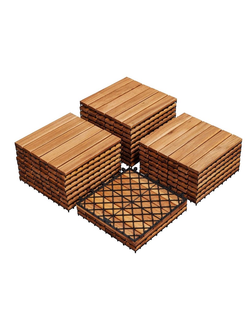 Generic 𝐅𝐅𝐃  Interlocking Floor Tiles 31x31x3 cm | Durable Hardwood Decking Tiles with Snap Plastic Base | Waterproof & Weather-Resistant  - Image 1