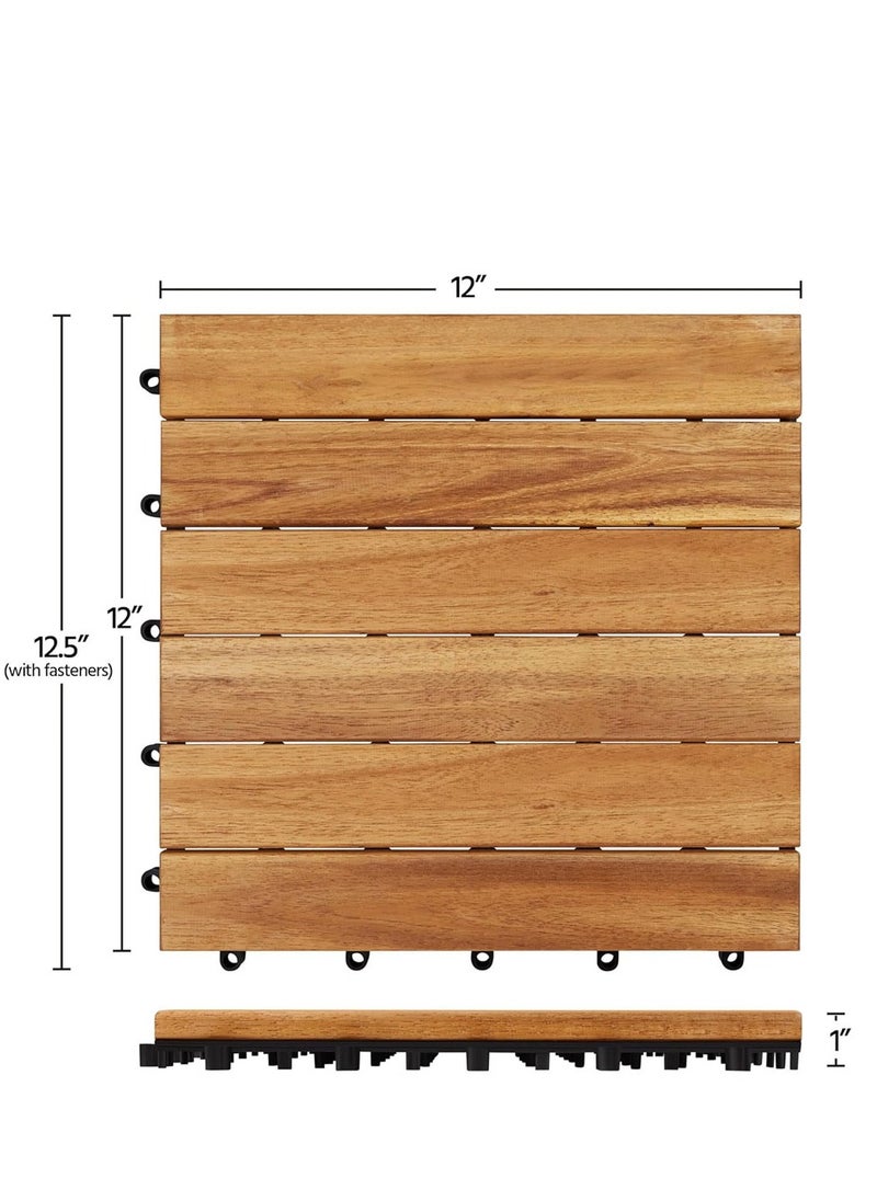 Generic 𝐅𝐅𝐃  Interlocking Floor Tiles 31x31x3 cm | Durable Hardwood Decking Tiles with Snap Plastic Base | Waterproof & Weather-Resistant  - Image 2