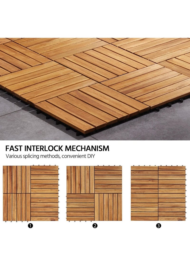 Generic 𝐅𝐅𝐃  Interlocking Floor Tiles 31x31x3 cm | Durable Hardwood Decking Tiles with Snap Plastic Base | Waterproof & Weather-Resistant  - Image 3