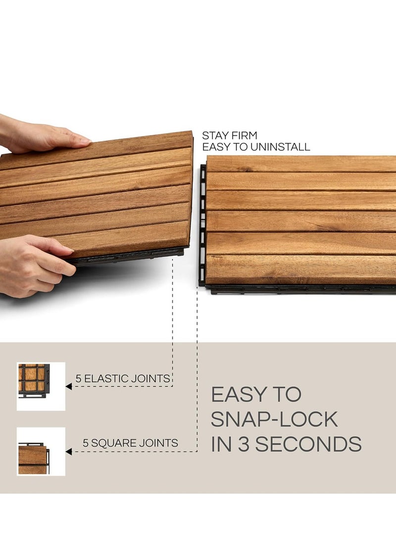 Generic 𝐅𝐅𝐃  Interlocking Floor Tiles 31x31x3 cm | Durable Hardwood Decking Tiles with Snap Plastic Base | Waterproof & Weather-Resistant  - Image 4
