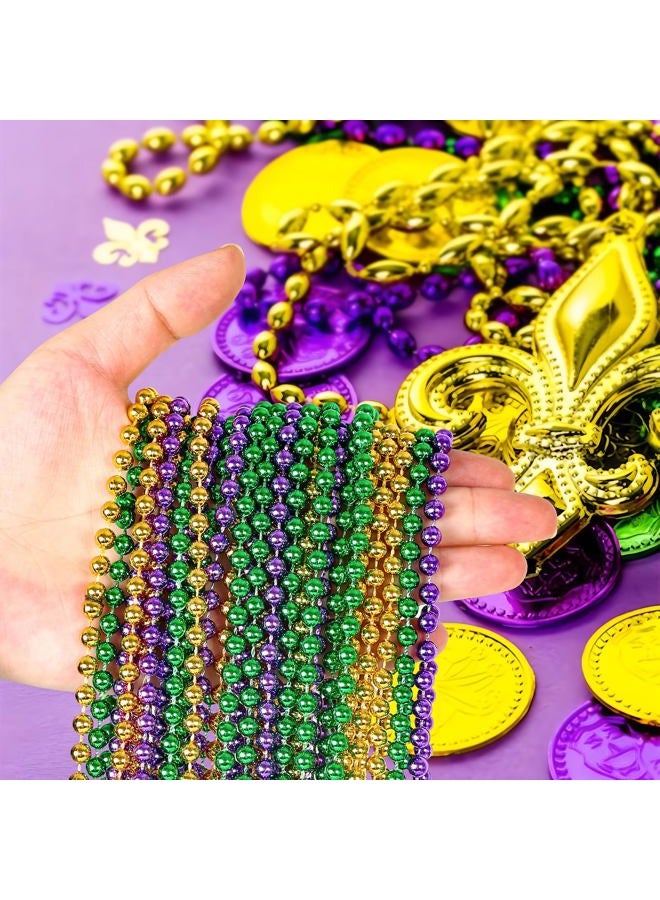 HOOSUN 30 Pack Mardi Gras Beads Necklaces Bulk, Mardi Gras Accessories for Party Favors, Gold Green and Purple Decoration St Patricks Day Necklace Party Supplies Mardi Gras Decor for Party, School Event,Home - Image 4