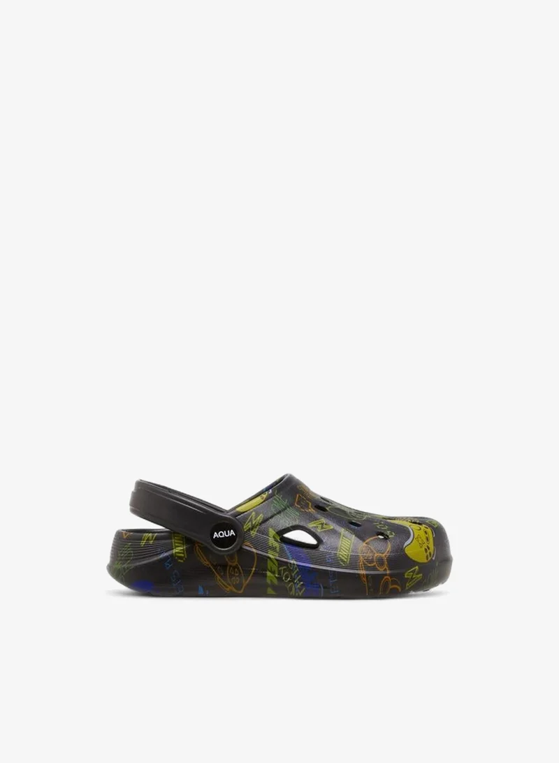 Aqua Boys Game Print Clogs