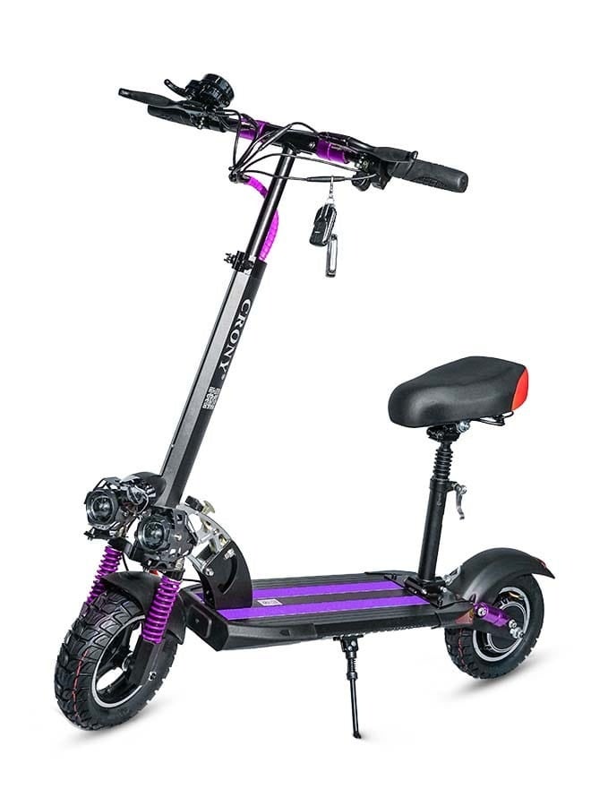 كروني سكوتر كهربائي CRONY V10 Pro سريع الأداء للكبار والأطفال، سكوتر لجميع التضاريس والطرق الوعرة بمحرك بقوة 1200 واط وهيكل من الألمنيوم، بسرعة تتراوح بين 20-40 كم/ساعة، حمولة قصوى 120 كجم، تصميم مناسب للصحراء – اللون: بنفسجي. - Image 1