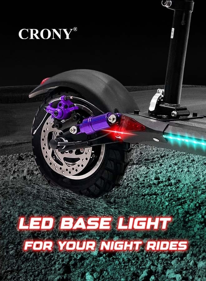 كروني سكوتر كهربائي CRONY V10 Pro سريع الأداء للكبار والأطفال، سكوتر لجميع التضاريس والطرق الوعرة بمحرك بقوة 1200 واط وهيكل من الألمنيوم، بسرعة تتراوح بين 20-40 كم/ساعة، حمولة قصوى 120 كجم، تصميم مناسب للصحراء – اللون: بنفسجي. - Image 3