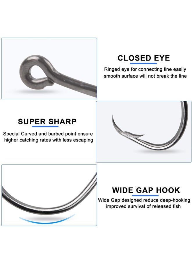 SILANON Fishing Circle Hooks Saltwater Hook - 80pcs High Carbon Steel Fishhooks in-Line Straight Eye Octopus Hook for Freshwater Fishing 80pcs 2/0 - Image 2