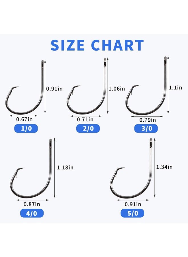 SILANON Fishing Circle Hooks Saltwater Hook - 80pcs High Carbon Steel Fishhooks in-Line Straight Eye Octopus Hook for Freshwater Fishing 80pcs 2/0 - Image 4