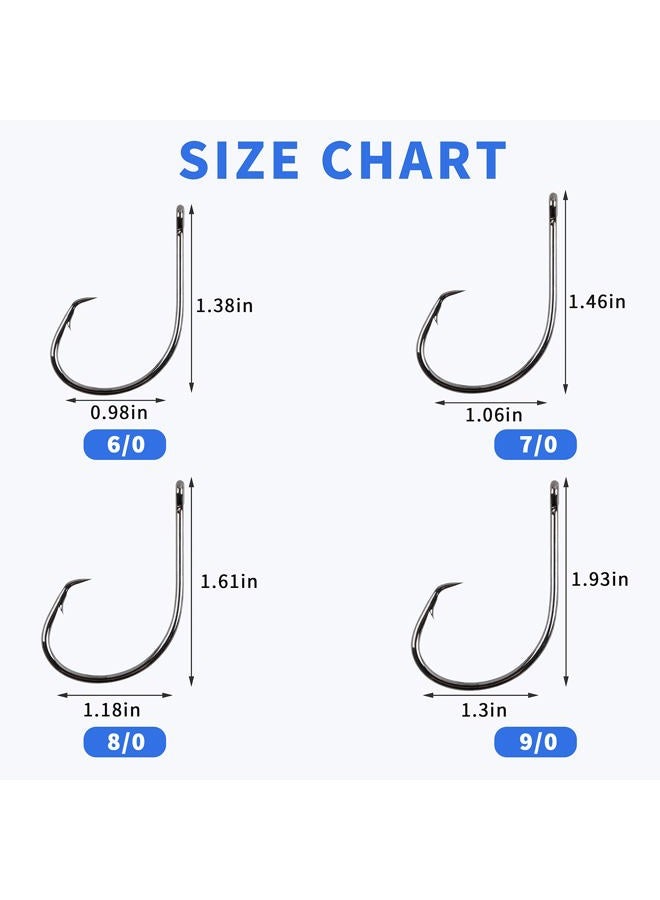 SILANON Fishing Circle Hooks Saltwater Hook - 80pcs High Carbon Steel Fishhooks in-Line Straight Eye Octopus Hook for Freshwater Fishing 80pcs 2/0 - Image 5