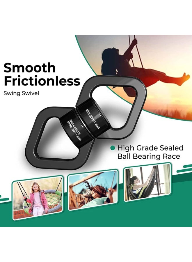 HXD Zoomlion 30KN Swing Swivel with Ball Bearing – Black Aluminium Alloy 360° Rotating Connector, 2000 lbs Working Load, Waterproof & Stable Swivel for Hammocks, Swings & Outdoor Use - Image 1