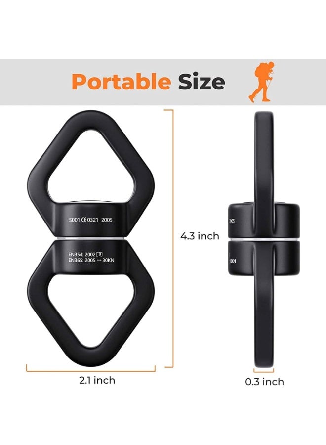 HXD Zoomlion 30KN Swing Swivel with Ball Bearing – Black Aluminium Alloy 360° Rotating Connector, 2000 lbs Working Load, Waterproof & Stable Swivel for Hammocks, Swings & Outdoor Use - Image 2