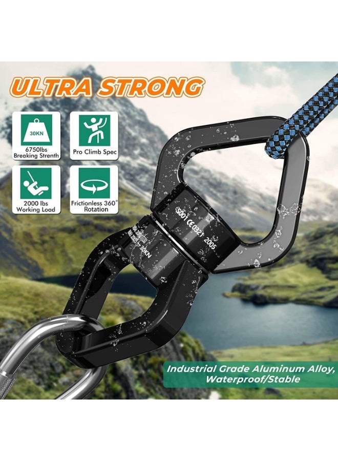 HXD Zoomlion 30KN Swing Swivel with Ball Bearing – Black Aluminium Alloy 360° Rotating Connector, 2000 lbs Working Load, Waterproof & Stable Swivel for Hammocks, Swings & Outdoor Use - Image 3