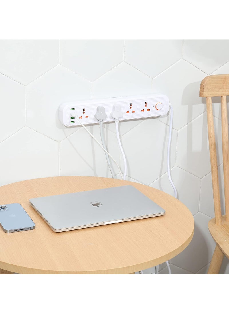 Power Strip Surge Protector with USB- Extension Cord Flat Plug with Widely 4 AC Outlet and 4 USB, Small Desktop Station with 6 ft Power Cord, Compact Socket