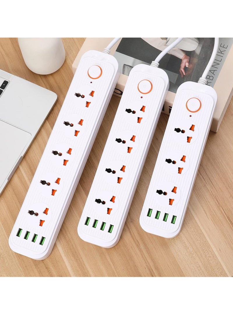 Power Strip Surge Protector with USB- Extension Cord Flat Plug with Widely 4 AC Outlet and 4 USB, Small Desktop Station with 6 ft Power Cord, Compact Socket
