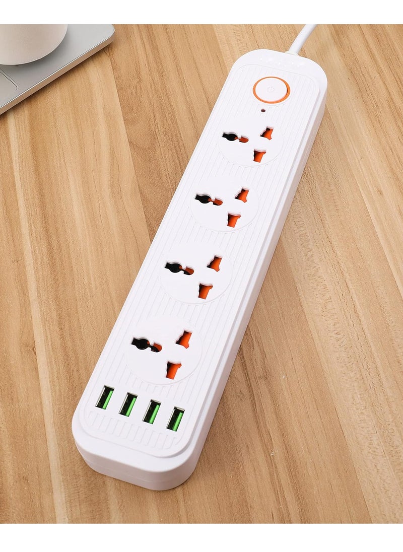 Power Strip Surge Protector with USB- Extension Cord Flat Plug with Widely 4 AC Outlet and 4 USB, Small Desktop Station with 6 ft Power Cord, Compact Socket
