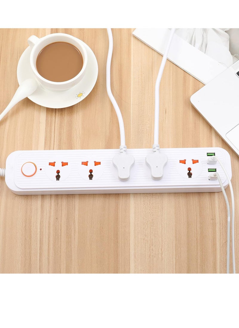 Power Strip Surge Protector with USB- Extension Cord Flat Plug with Widely 4 AC Outlet and 4 USB, Small Desktop Station with 6 ft Power Cord, Compact Socket