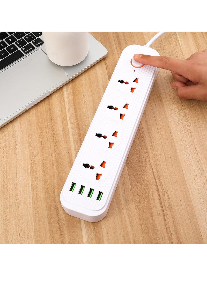 Power Strip Surge Protector with USB- Extension Cord Flat Plug with Widely 4 AC Outlet and 4 USB, Small Desktop Station with 6 ft Power Cord, Compact Socket
