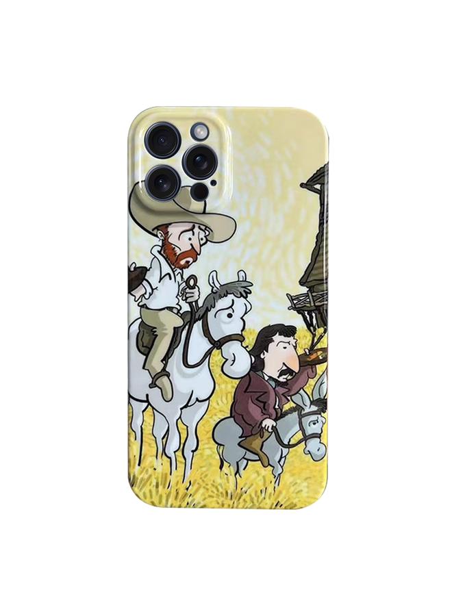 S-TOP Case For iPhone 15 Oil Painting Pattern Glossy PC Phone Case - Image 1