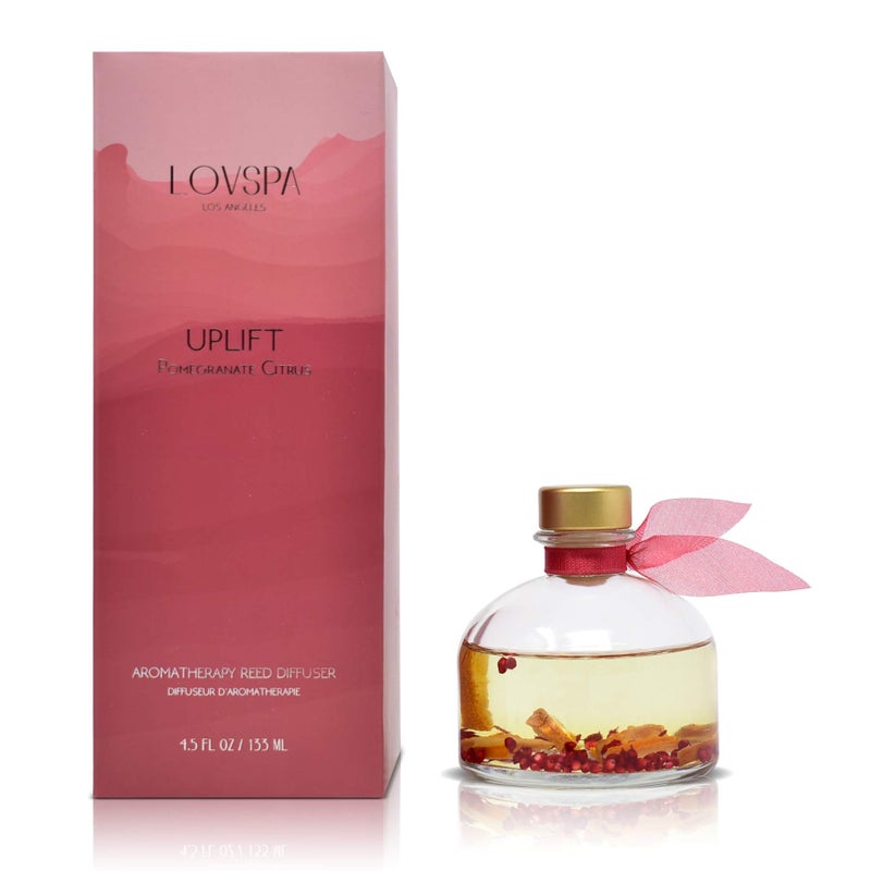LOVSPA Reed Diffuser Set, Uplift Pomegranate Citrus Scented Oil Diffuser with Sticks, Home Fragrance Accessories for Bathroom Shelf Decor, Aroma Diffusers for Home or Office Desk, USA Made - Image 5